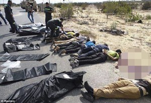  The scene in Sinai following the killing of 31 police officers by militants near Egypt's border with Gaza